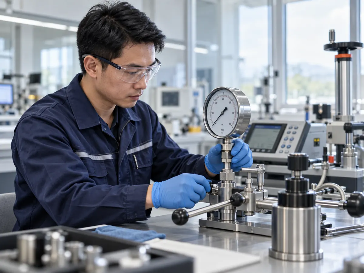 Kỹ thuật viên QTEST kiểm tra thiết bị đo
